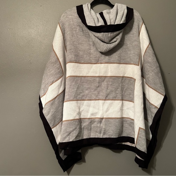 NWT Anne Klein XL Heather Grey Poncho Jacket Zip-Up Heavyweight Sweater Hoodie - Picture 14 of 15